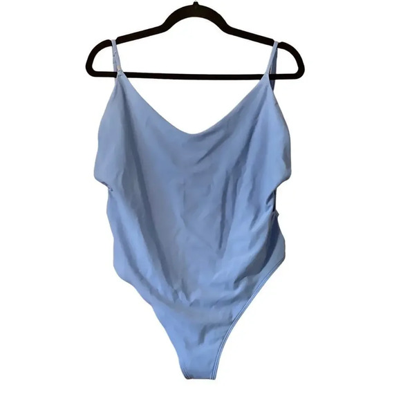 Aerie Cheekiest One Piece deep scoop swimsuit with cutouts on side XL baby blue - Picture 1 of 5